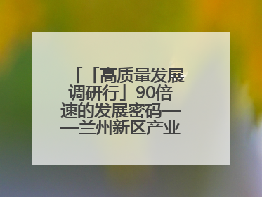 「高质量发展调研行」90倍速的发展密码——兰州新区产业向新工作综述