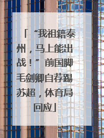 “我祖籍泰州，马上能出战！”前国脚毛剑卿自荐踢苏超，体育局回应