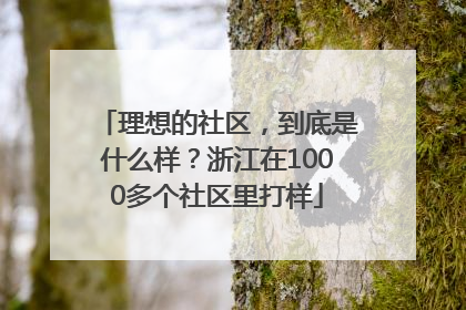 理想的社区，到底是什么样？浙江在1000多个社区里打样