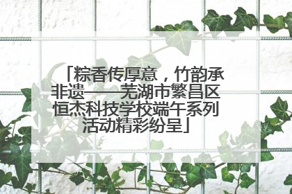 粽香传厚意，竹韵承非遗——芜湖市繁昌区恒杰科技学校端午系列活动精彩纷呈