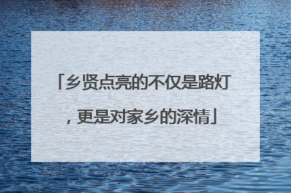 乡贤点亮的不仅是路灯，更是对家乡的深情