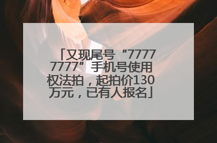 又现尾号“77777777”手机号使用权法拍，起拍价130万元，已有人报名