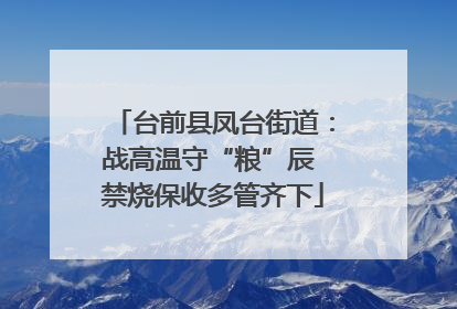 台前县凤台街道：战高温守“粮”辰 禁烧保收多管齐下