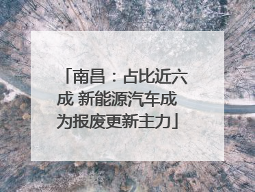 南昌：占比近六成 新能源汽车成为报废更新主力