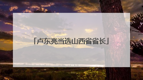 卢东亮当选山西省省长