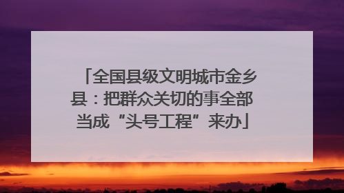全国县级文明城市金乡县：把群众关切的事全部当成“头号工程”来办