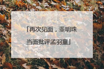 再次见面，董明珠当面批评孟羽童