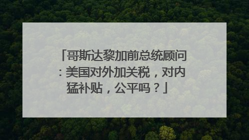 哥斯达黎加前总统顾问：美国对外加关税，对内猛补贴，公平吗？