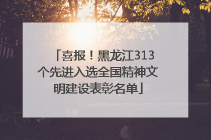 喜报！黑龙江313个先进入选全国精神文明建设表彰名单