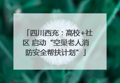 四川西充：高校+社区 启动“空巢老人消防安全帮扶计划”
