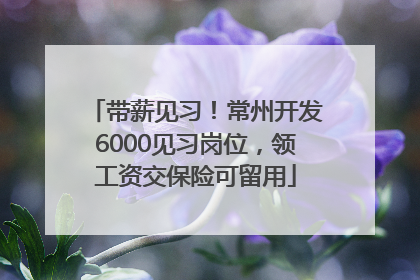 带薪见习！常州开发6000见习岗位，领工资交保险可留用