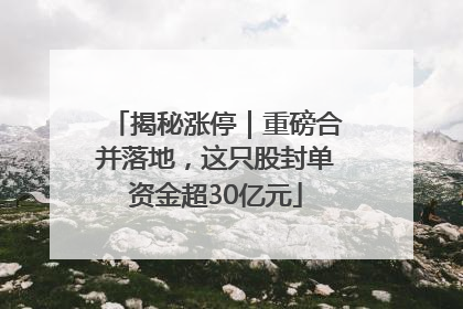 揭秘涨停｜重磅合并落地，这只股封单资金超30亿元