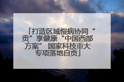 打造区域慢病协同“贡”享健康“中国西部方案” 国家科技重大专项落地自贡