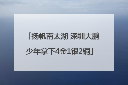 扬帆南太湖 深圳大鹏少年拿下4金1银2铜