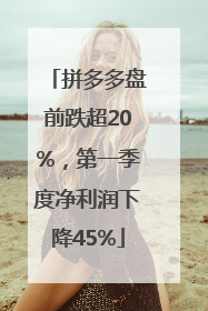 拼多多盘前跌超20%，第一季度净利润下降45%