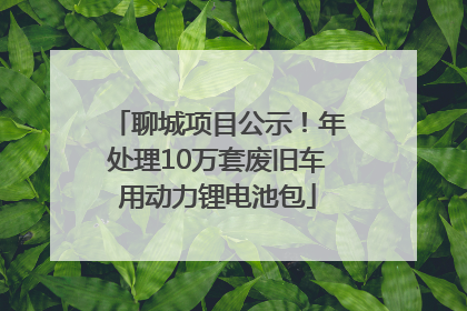 聊城项目公示！年处理10万套废旧车用动力锂电池包