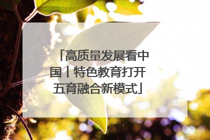 高质量发展看中国丨特色教育打开五育融合新模式