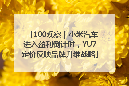 100观察｜小米汽车进入盈利倒计时，YU7定价反映品牌升维战略