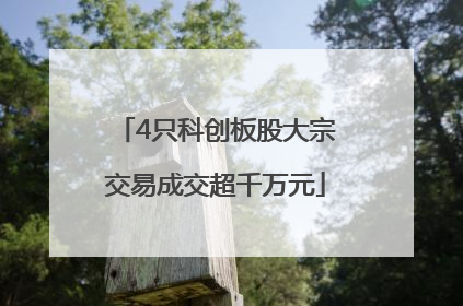 4只科创板股大宗交易成交超千万元